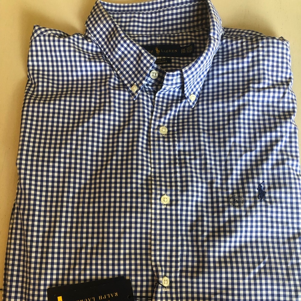 New with tags Ralph Lauren button performance plaid long sleeve shirt Size XXL
